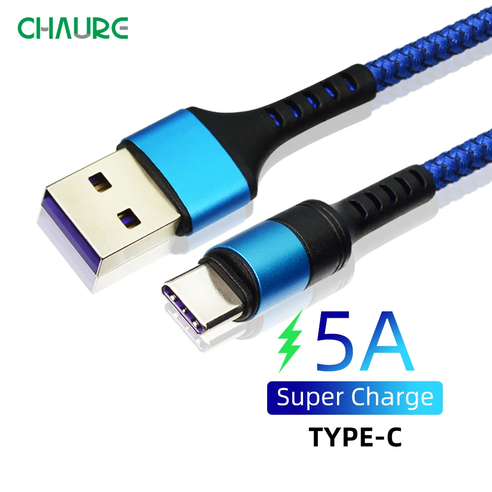 CHAURE кабель с разъемом USB Type C 5a для huawei Xiaomi Мобильный телефон кабели быстрой
