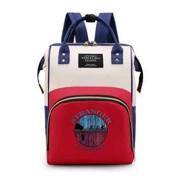 

New Stranger Things Canvas Backpack USB Charge Women Student Backpack Letters Print School Bag Teenager Girls Ribbons Backpack