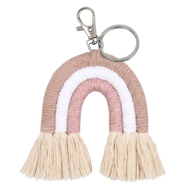 Rainbow Keychains for Women Tassel Macrame Keyrings Key Holder Jewelry P31B