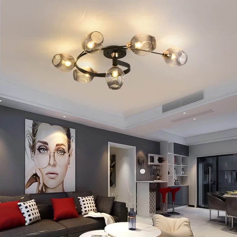 Nordic lamp Glass LED ceiling lights modern 4/6 led E27 lamps dining living room bedroom kitchen lighting fixture | Освещение