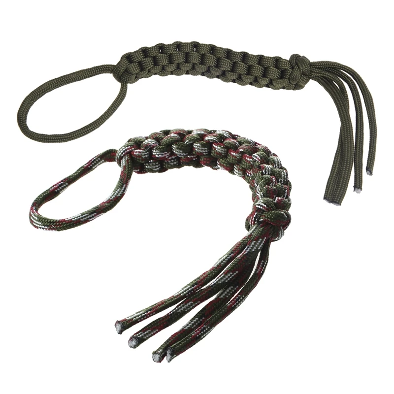 

2Pcs Woodland Digital Camo Paracord Square Weave Knife/Ffashlights/Keys/Usb Drives Lanyard - Army Green & Camo