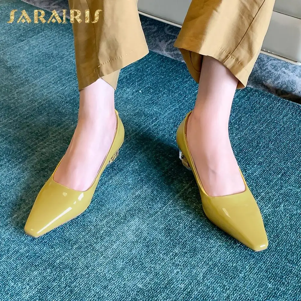 

Sarairis Fashion New Design Patent Leather Pigskin Office Lady Pumps Woman Shoes Slip On Strange Style Shoes Women Pumps Female