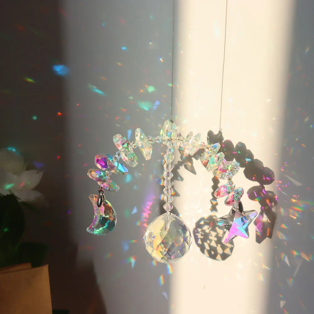 Crystal Wind Chime Crystal Hanging Prism Ornament Dream Catcher Plated Sun Catchers Hanging Decor for Outdoor Garden Windchimes sun catcher,sun catchers,window ornament