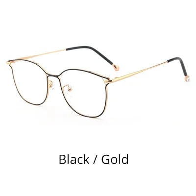 Black - Gold Ralferty, женские очки, оправа, синий светильник, очки для компьютера, без диоптрий, очки, очки,, кошачий глаз, оптические очки K28039 - Цвет оправы: Black - Gold