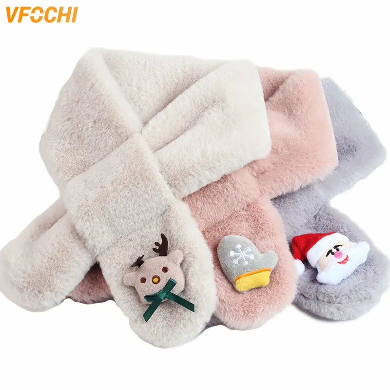 VFOCHI 2021 Boy Girl Scarf Winter Plush Parent-child Thick Children Warm 80*10CM Solid Unisex Baby Scarves | Детская одежда и