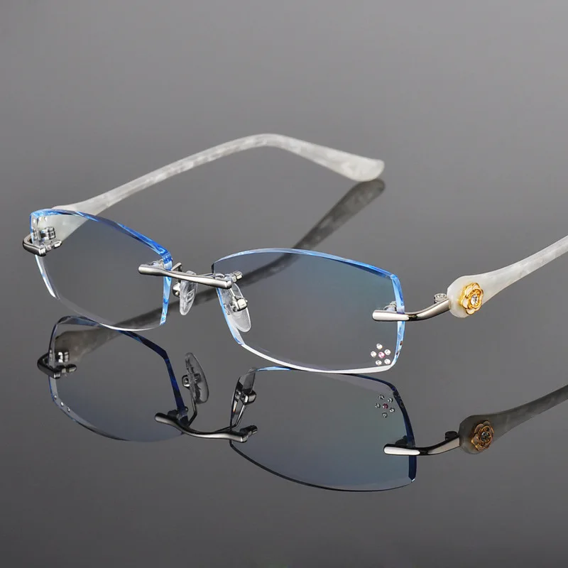 С алмазной отделкой очки от миопии очки Для женщин без оправы с оторочкой из очки с градиентными линзами