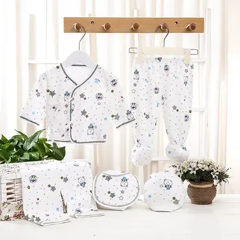 

5Pcs Soft Infant Suit Comfortable Newborn Clothing Cartoon Print Pure Cotton Underwear Baby Boys Girls Suit 3 Months Baby Set