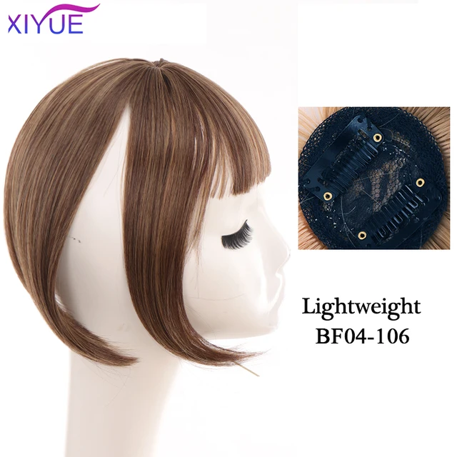 Black/Light Brown Clip In Hair Bangs Hairpiece Accessories Synthetic Fake Bangs Clip In Hair Extensions Clip In Hair Pieces BF04-106