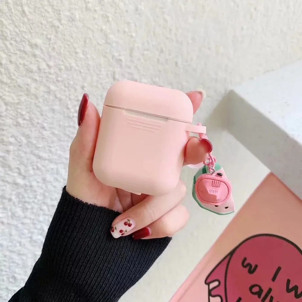 Pink Летний чехол для украшения фруктов, чехол для гарнитура для airpods, Чехлы мягкие силиконовые чехлы, чехол для наушников Bluetooth, чехол для Air Pods - Цвет: Pink