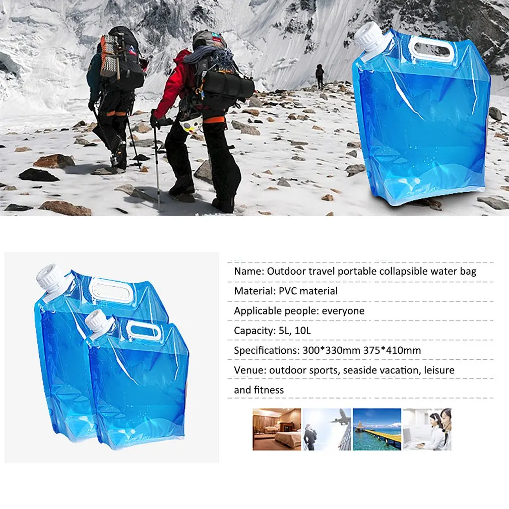 

Portable Folding Collapsible Handheld 5/10 Liter Outdoor Drinking Water Camping Container Bucket Water Bag