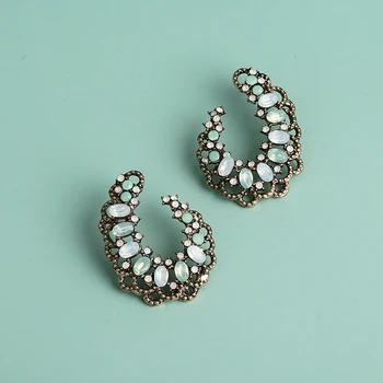 

JUJIA Hot Ethnic Vintage Stud Earrings For Women Girl Crystal Earrings Fashion Statement Jewelry Women Accessories