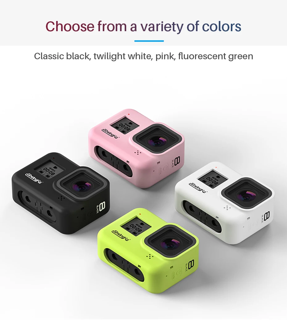 Sheingka силиконовый чехол, защитный чехол с ремешком на руку для Gopro Hero 8, противоударный чехол, мягкий чехол, аксессуары для камеры