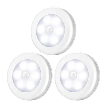 

Smart Night Light Led Sensor Light Human Body Infrared Sensor Light Led Cabinet Light Wardrobe Light Round Sensor Light 3Pcs