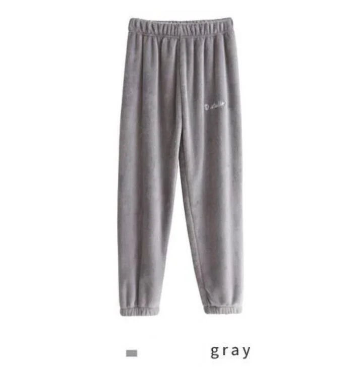 Фланелевые женские пижамы, комплекты для женщин, осенне-зимние теплые пижамы, домашняя одежда, пижамы с животными, женская пижама - Цвет: Pants-Gray