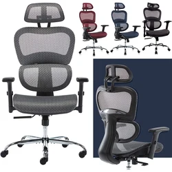 Chaise de bureau ergonomique en maille, chaise d'ordinateur, dossier haut, chaise de jeu avec appui tête et accoudoirs réglables 