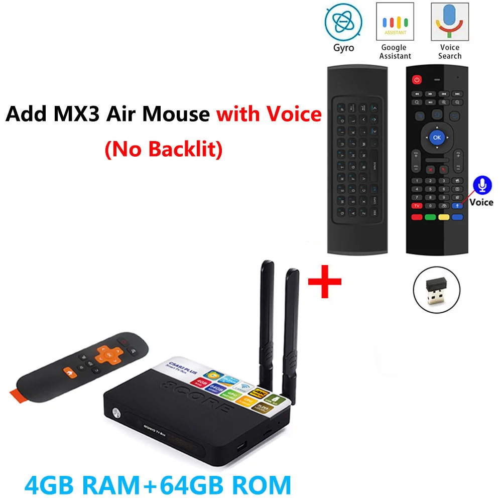 CSA93 add MX3 mic CSA93 Plus Android 8,1 ТВ-приставка 4 Гб ОЗУ 64 Гб ПЗУ 2,4G 5G WiFi Bluetooth 4,0 смарт-приставка RK3328 H.265 4K HD медиаплеер - Цвет: CSA93 add MX3 mic