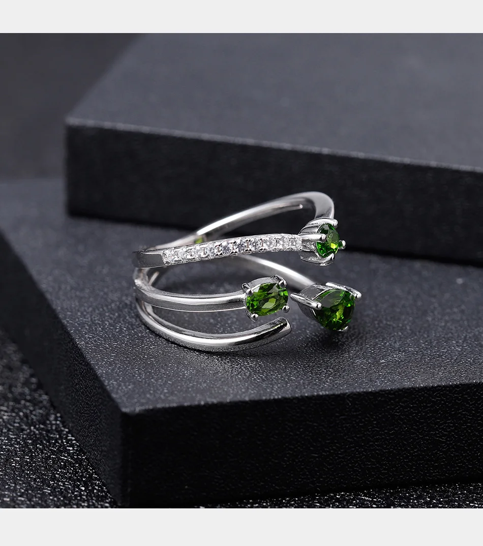 GEM'S балетное регулируемое кольцо 0.87Ct натуральный хром диопсид драгоценный камень кольцо 925 пробы Серебряное Открытое кольцо для женщин хорошее ювелирное изделие