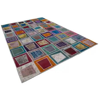 

238x357 Cm Multicolor Handmade Modern Patchwork Rug-8x12 Ft