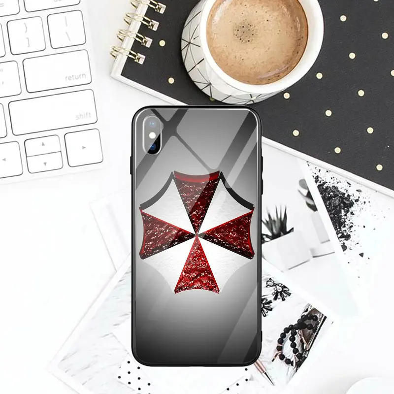 Жесткий чехол из закаленного стекла для мобильных телефонов, чехлы для iPhone X XR XS Max 8 7 6 6S Plus, сумки с зонтиком и тематикой «herent Evil» - Цвет: pattern 7