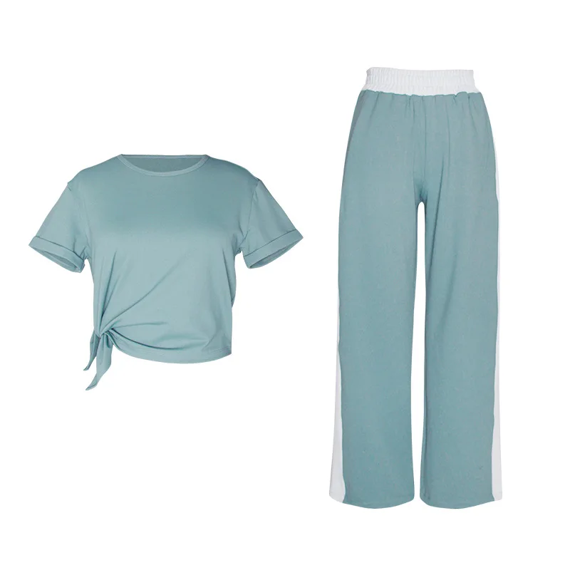 Grass blue Женский свободный костюм для йоги, одежда для похудения и занятия спортом, спортивный тонкий костюм из двух предметов, спортивная одежда, спортивный костюм, женский комплект для йоги - Цвет: Grass blue