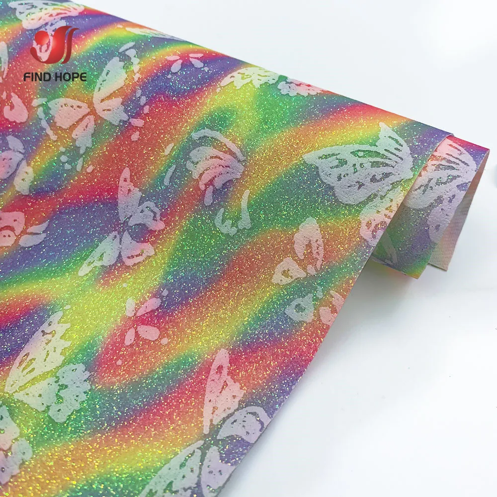 PU Leather Sewing Fabric Vinyl Butterfly Colorful Fine Glitter Shiny DIY Brooch Hair Bow Earring Handmade Material Sheet /roll