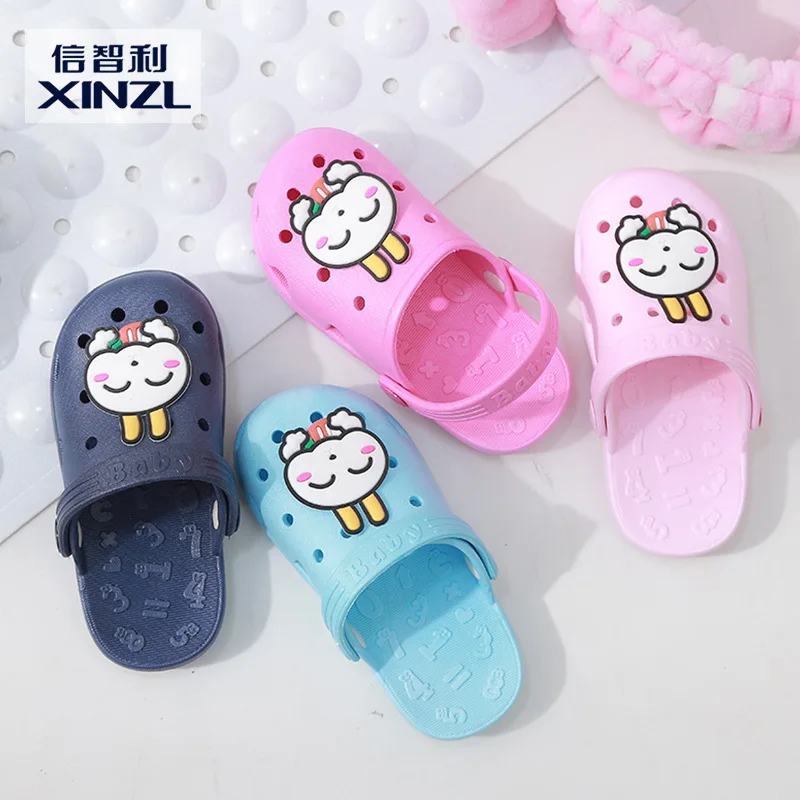 

Children's cool slippers new summer bag head baby indoor home boys and girls hole shoes beach shoes soft sole anti-slip