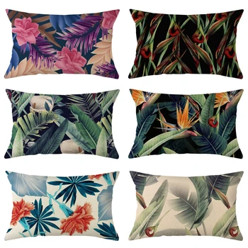 

1 Pair Sleeping Pillowcase for Bedroom Sofa Home Decoration Rectangle Linen Cushion Cover Forest Plant Print Pillow Case 50*70cm