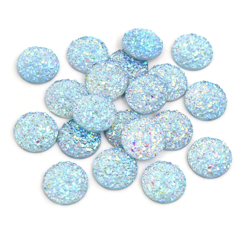 Fashion 40pcs 8mm 10mm 12mm  Mix Colors Druzy Natural Stone Convex Flat back Resin Cabochons Jewelry Accessories Supplies wholesale earring components Jewelry Findings & Components