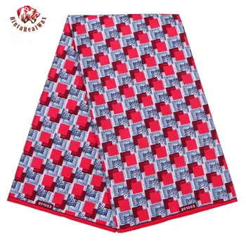 

BintaRealWax African Polyester Fabric Red Pray Three-dimensional Square Africa Real Wax Sewing material Ankara 6 yards FP6175