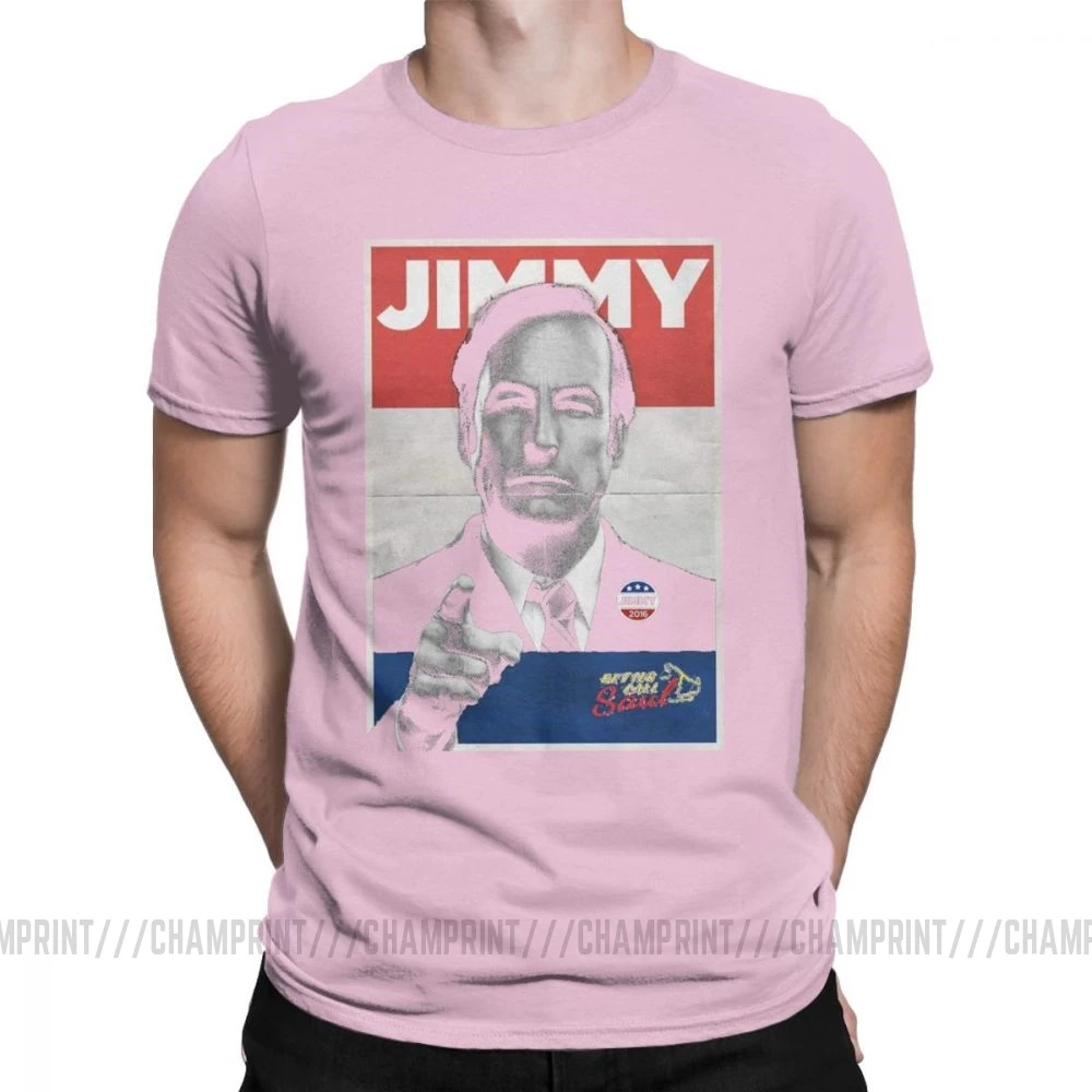 Мужские футболки с надписью «Vote Jimmy The Lawyers Better Call Saul», футболки с коротким рукавом для сериала Goodman, футболки из чистого хлопка - Цвет: Розовый