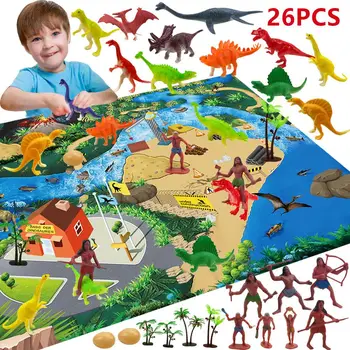 

26pcs Dinosaur Toy Set Animals Dinosaur Simulation Toy Jurassic Play Dinosaur Model With Play Mat And Accessories Dinosaur Toys
