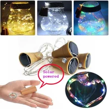 Wine-Bottle-Lights Cork Christmas-String Outdoor Garland 10leds Solar-Powered Copper-Wire