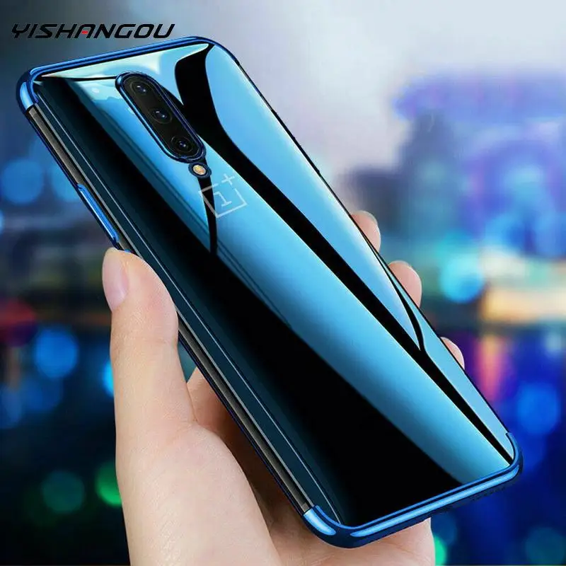 Electroplated Clear Phone Case For oneplus 7T Pro 6 6T Plating TPU Silicon Transparent Soft Cover One Plus 8 Nord Z Fundas | Мобильные