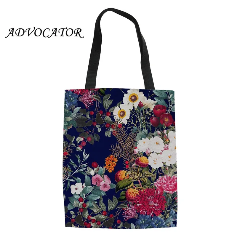 

Casual Canvas Beach Bags Rose Flowers Printing Single Shoulder Handbags Ladies Travel Tote Bag Grocery Reusable Torba Bawelniana