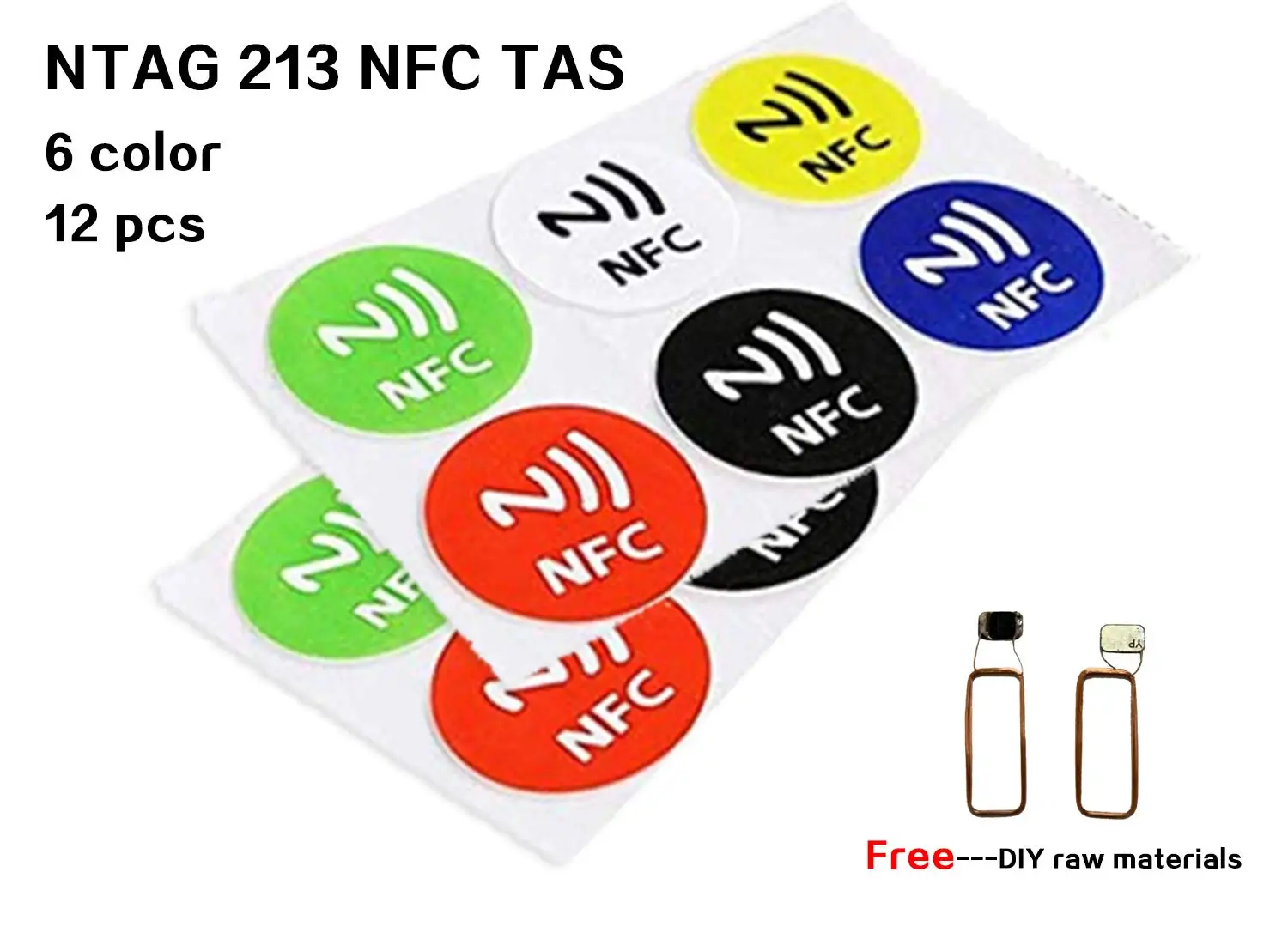 

12 Packs NFC Tags Stickers NTAG 213 NFC Tags RFID Adhesive Label Sticker for All NFC Phones NFC Tags Amiibo NFC Tags IPhone