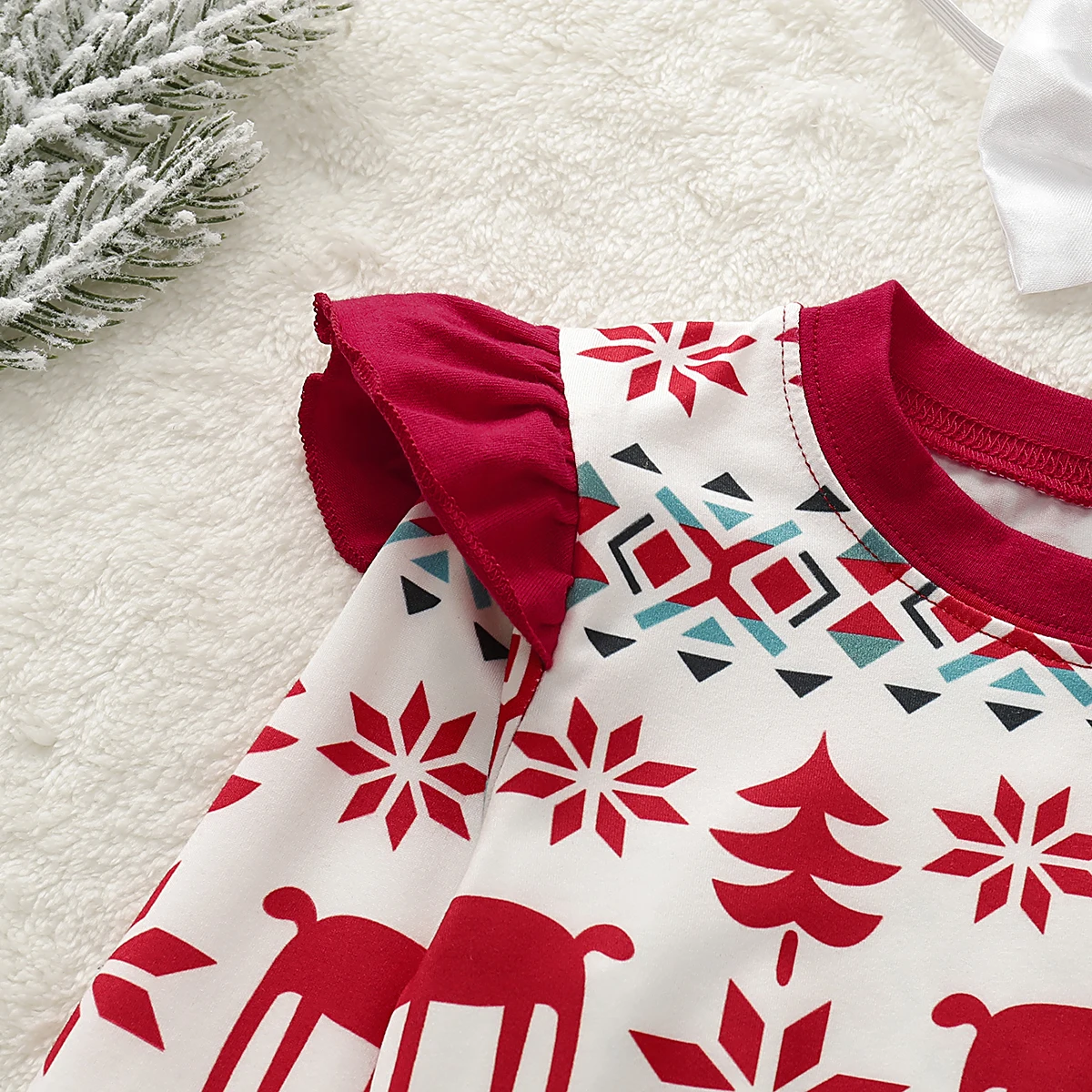 Комплект из 3 предметов для новорожденных девочек 12 мес.-5 лет, детские рождественские топы с оленем, штаны/юбка, одежда