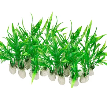 

20Pcs Artificial Aquarium Plants Fish Tank Decorations Home Decor Plastic Green