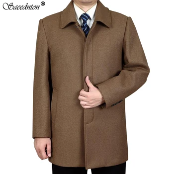 

Wool Coat Men 2020 Autumn Winter Male Business Casual Single-breasted Solid Woolen Jackets Men's Fashion Blend Long Overcoat 4XL