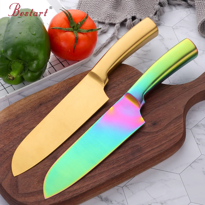 Kitchen Knife Stainless Steel Kitchen Knife Gold Colorful Boning Knife Home Gadgets Meat Vegetables Slicing BBQ Knives Kitchenware