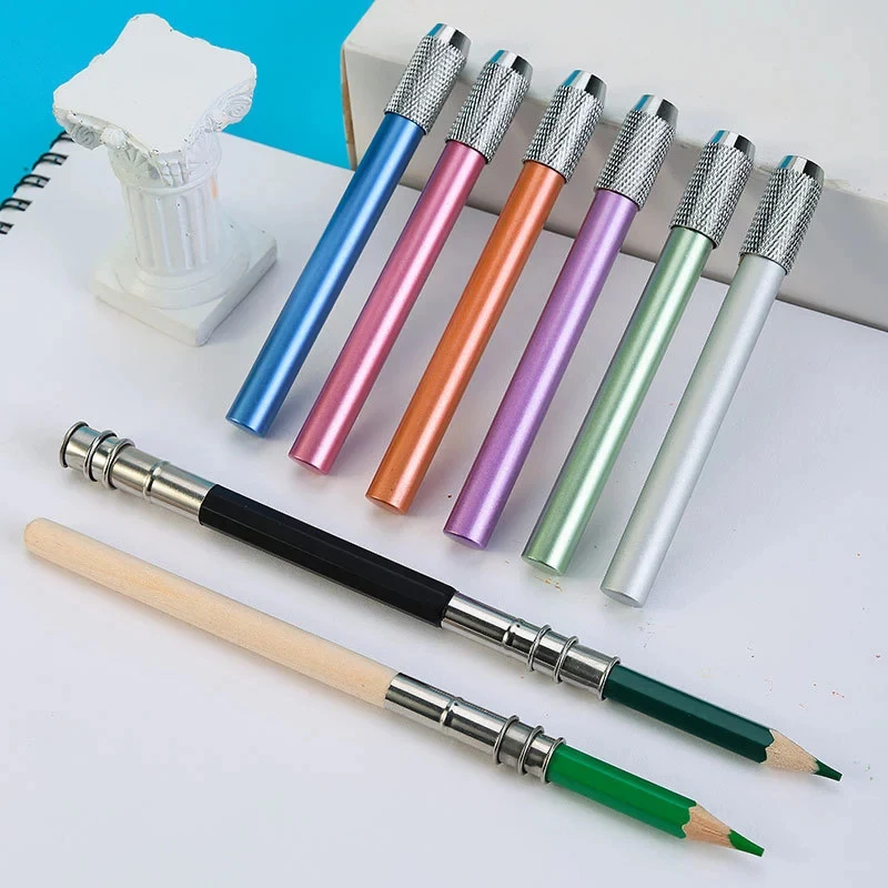 Alargador de lápiz de doble cabeza ajustable, soporte extensor de una sola cabeza para bocetos, herramienta de escritura de pintura escolar para suministros de arte, 1 unidad