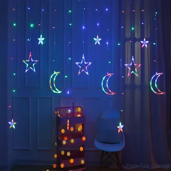 

New fairy tale curtain wedding wedding decoration lamp 3.5M 220V LED moon star lights Christmas wreath light string neon fashion