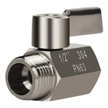 

TOP!-304 Stainless Steel Mini Ball Valve(1/2 Inch Female x Male) NPT Thread, Water Flow Regulator Head Control Valve