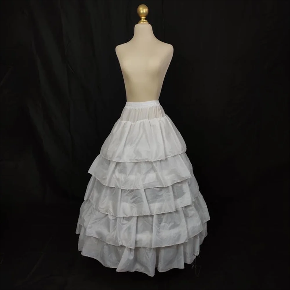 UZN Bridal 3 Hoops Maxi-Length Petticoat Drawstring Waistband Multi-Layer A-Line Wedding Gown Bustle Crinoline Underskirt