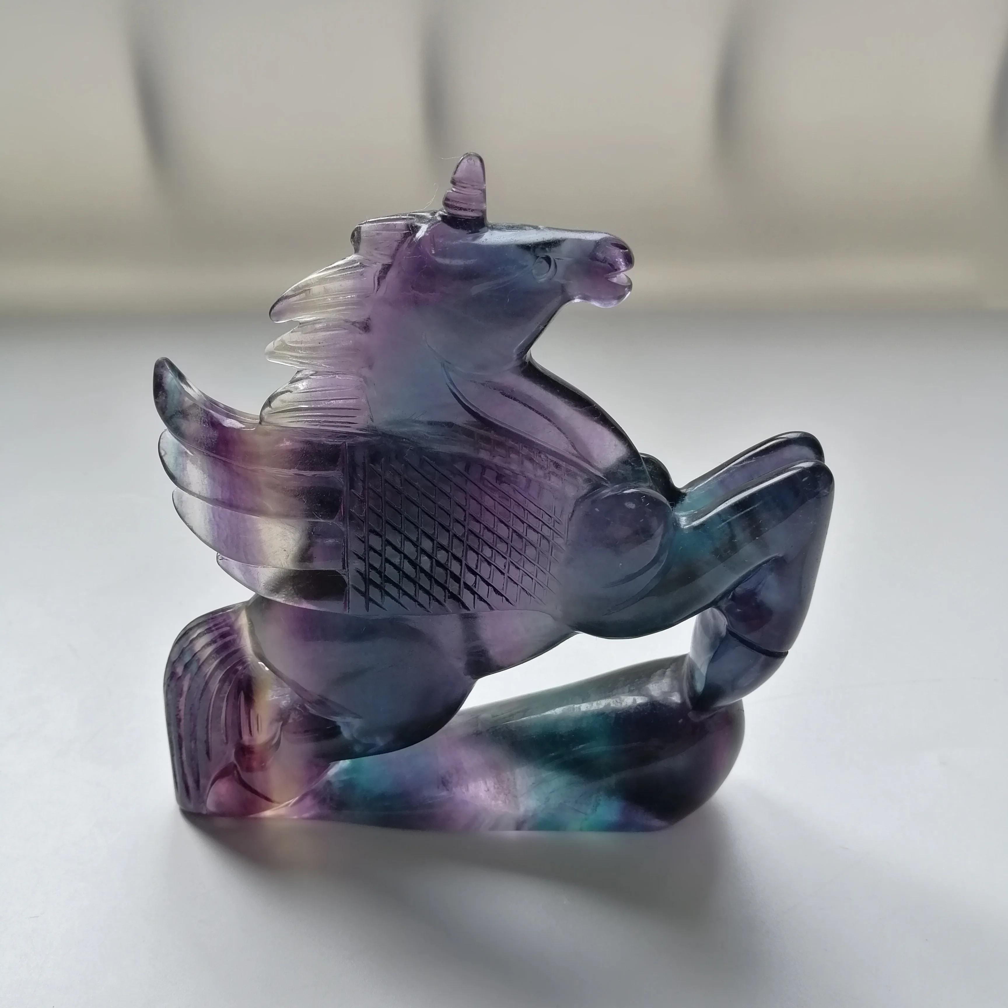 

High Quality Natural Colorful Fluorite Unicorn Shape Stone Hand Crafted For Gift &Home Decor ZT