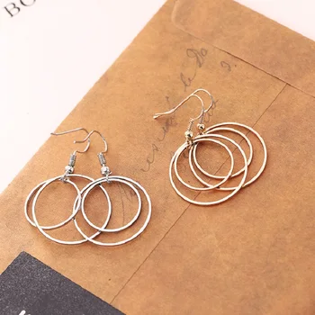 

2020 Promotion Limited E324 Minimalist Jewelry Contracted Wind Personality In Europe And The Double Metal Small Circle Earrings