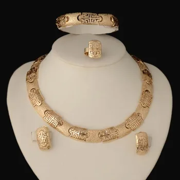 

High quality Italian gold colored jewelry for women's African bead jewelry jewelry fashion necklace earrings bracelet jewelry