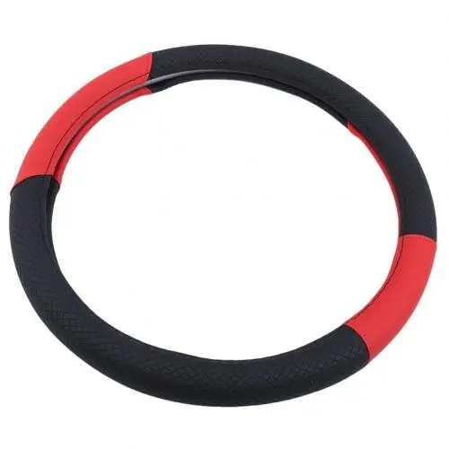 Black Red Стильный 38 см дышащий кожаный чехол для рулевого колеса автомобиля аксессуары для салона автомобиля бутик - Название цвета: Black Red