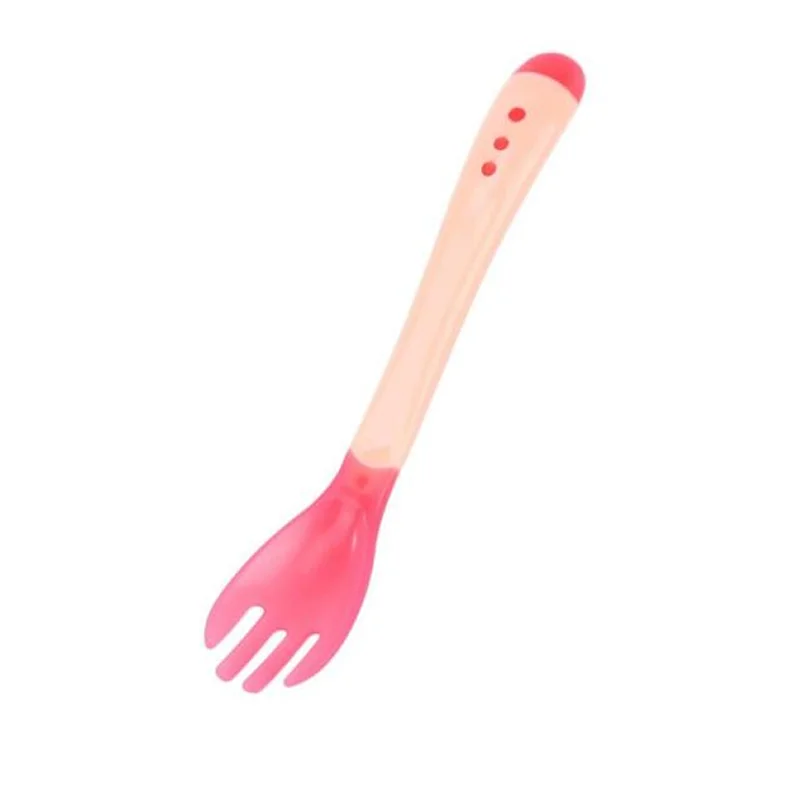 Red fork Детская противоскользящая для использования вилка, ложка, безопасная для младенцев температура, чаша-присоска, вилка, ложка, посуда для младенцев - Цвет: Red fork