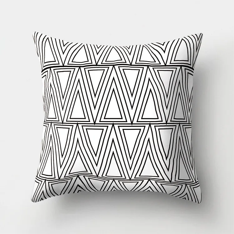 Black White Geometric Cushion Throw Pillows Polyester Decorative Pillowcase 45*45 Nordic Style Home Decor Pillow