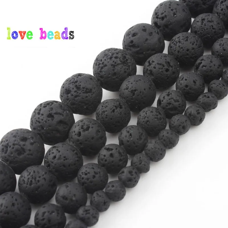 4/6/8/10mm Natural Matte Black Hematite Lava Stone Round Spacer Loose Beads For Jewellery Making Diy Bracelet 15'' Strand |
